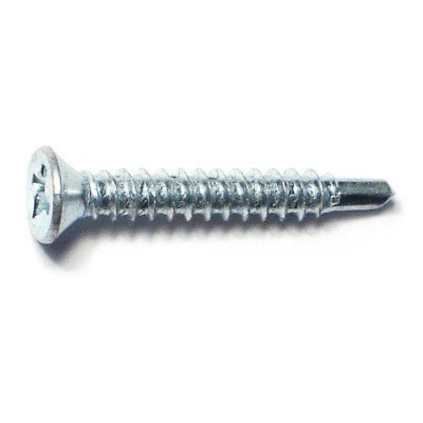 Midwest Fastener Self-Drilling Screw, #6 x 1 in, Zinc Plated Steel Flat Head Phillips Drive, 100 PK 50897